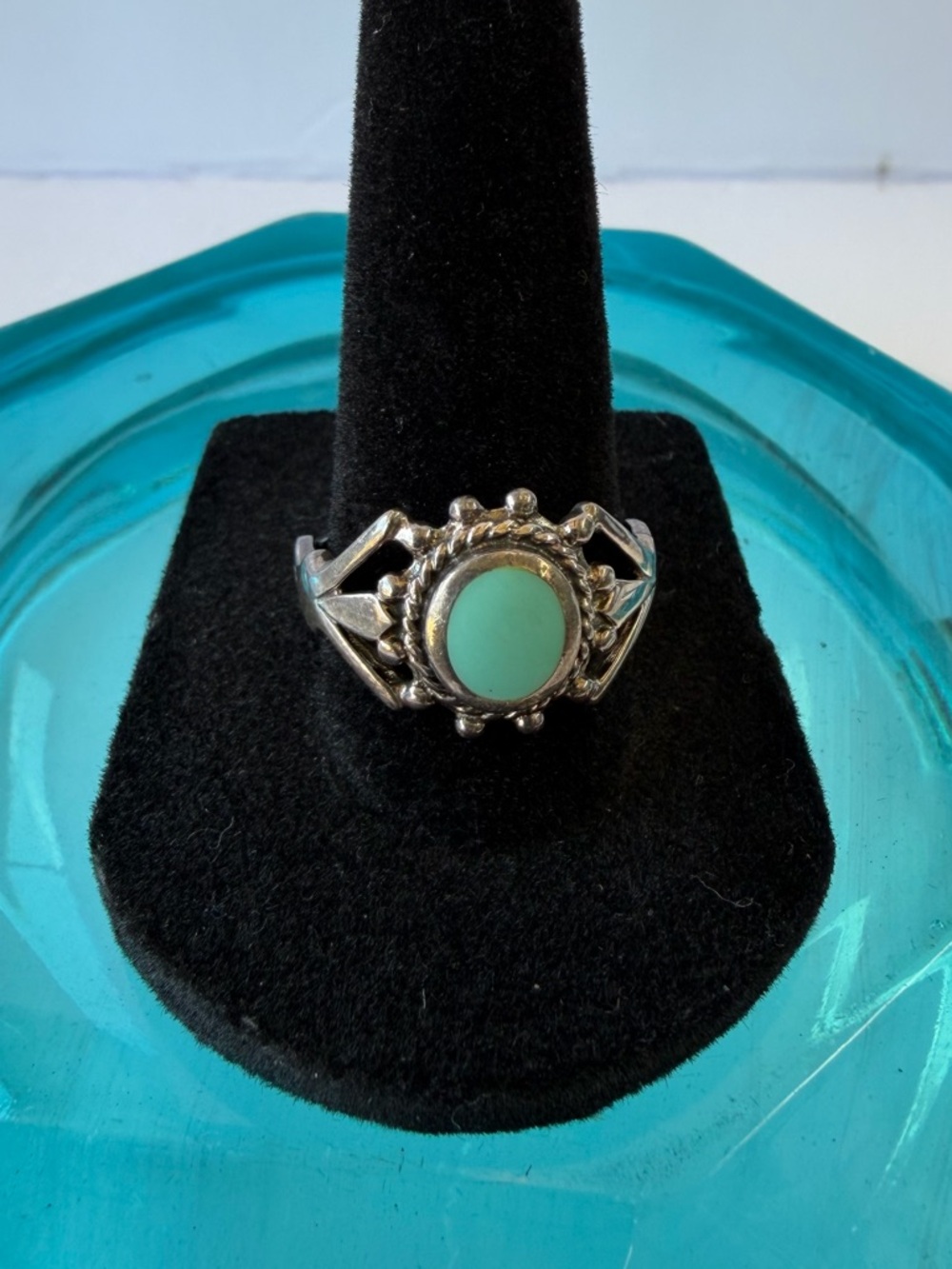 Sterling Silver Turquoise Ring in Light Blue 8.5